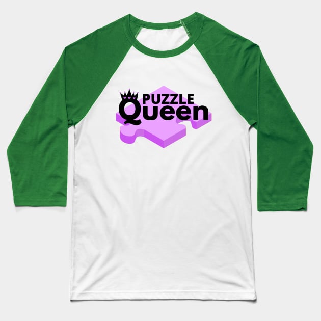 Purple Puzzle Queen Baseball T-Shirt by Mey Designs